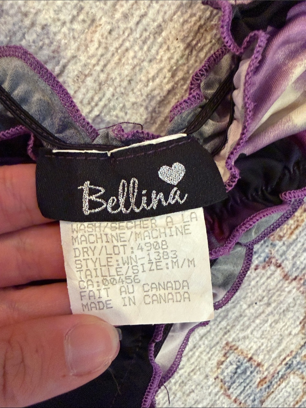 Bellina Floral Ruched Mesh Tank Top Purple M Made in Canada - Picture 2 of 4